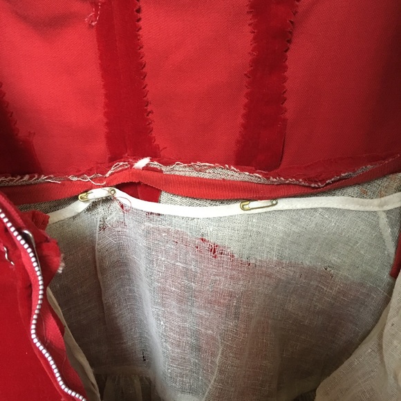 SOLD :: Vintage 50s Red Velvet Circle Midi Dress - Picture 7 of 7